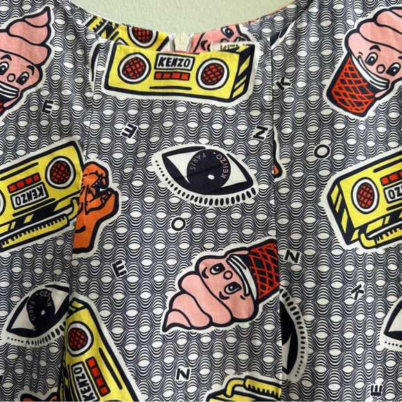 Kenzo Multicolor Girls’ Graphic Short Sleeve Dress, Size 8A - Picture 3 of 11